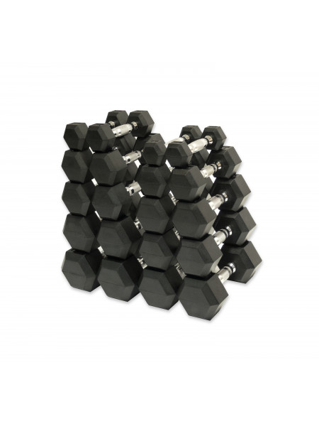Набор гексагональных гантелей 10 пар от 1 до 10 кг REBEL